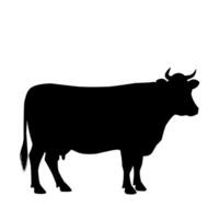 Silhouette of a standing cow in side view. farm animal illustration ideal for agricultural icons, labels, logos, and rural-themed designs vector