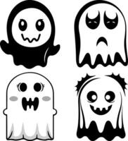Cute halloween ghost characters set with various expressions vector