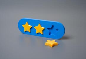 Loss of one of three stars. Rating drop. Loss in trust, brand reputation, or performance rating. Customer dissatisfaction, regulatory downgrade, or service failure. photo