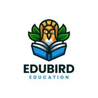 Edubird logo with book and bird vector
