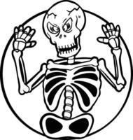 Funny Halloween Skeleton Character in Spooky Web outline vector