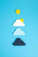 The weather ranges from clear days to black clouds. Emotional states, economic volatility, or shifting public sentiment. Shows life's unpredictability, from calm periods to looming challenges. photo