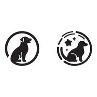 Two Dog Icons in Circular Frames with a Clean and Modern Silhouette Design silhouette The image features two dog icons vector