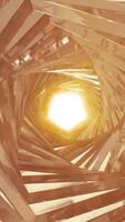 Shiny golden tunnel with spiral structure converging photo