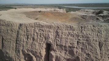 Close aerial view of ancient burial site in central Uzbekistan video