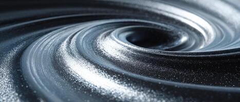 Abstract swirling vortex with metallic texture and glitter particles Concept of galaxy, universe, space, cosmos, and futuristic technology photo