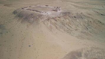 Wide view of upper Ayaz-Kala fortress across desert landscape video