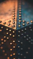 Close Up of Metal Corner with Rivets, Industrial Texture. photo