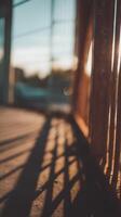 Abstract Sunset Shadows Cast by a Metal Fence. photo