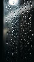 Abstract Water Droplets on Glass Close Up Macro Photography. photo