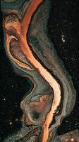 Abstract Cosmic Swirl Glittering Galaxy in Bronze and Teal Hues. photo