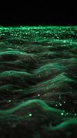 Abstract Green Energy Glowing Waves of Light and Particles. photo