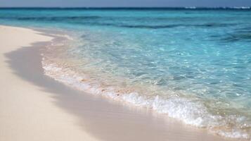 Serene Beach Scene Soft Waves on a Pristine Shore. photo
