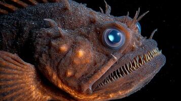 Close Up of a Deep Sea Anglerfish, Detailed Texture and Sharp Teeth. photo