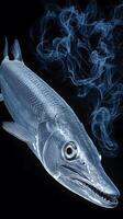 Artistic Rendering of a Barracuda with Abstract Smoke Trails. photo