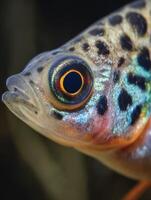 Close Up of a Freshwater Fish Eye, Detailed Texture and Color. photo