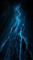 Abstract Blue Glowing Lines on Dark Background, Mystical Night Scene. photo