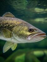 Close Up of a Fish Underwater, Detailed Texture and Color. photo