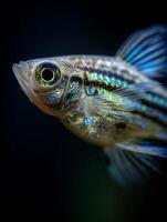 A Close Up of a Sparkling Freshwater Fish, Detailed Texture and Vibrant Colors. photo