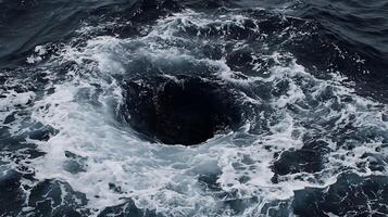Ocean Vortex Close Up of Dark Water and White Waves. photo