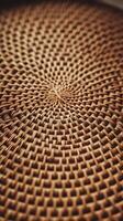 Intricate Woven Texture Close Up of a Circular Rattan Pattern. photo
