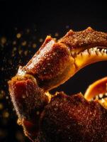 Close up of a Crab Claw with Golden Glaze, Culinary Photography. photo