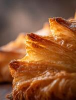 Golden Croissant Layers A Close Up of Baked Pastry. photo