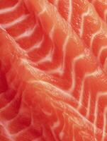 Close up of Salmon Fillet Texture Detailed Macro Photograph of Raw Fish. photo