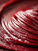Close up of Swirled Red Beetroot Puree, Rich Texture and Color. photo