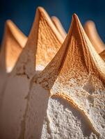 Close Up of Golden Brown Meringue Peaks, Textured Dessert Surface. photo