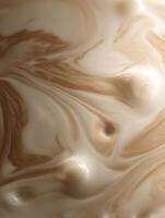 Abstract Swirling Beige and Brown Cream Texture, Close Up Macro Photography. photo