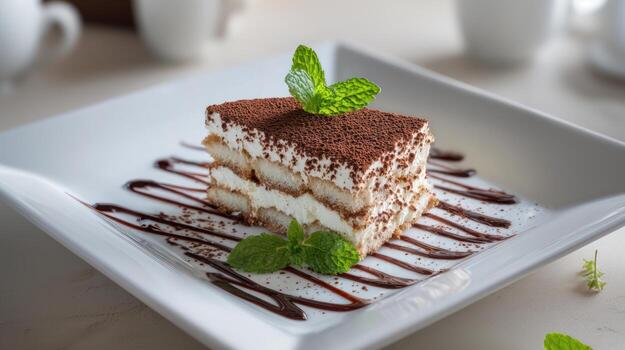 Tiramisu Single Slice with Cocoa Dust photo