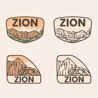 Zion National Park Badge Set - Vintage Emblems vector