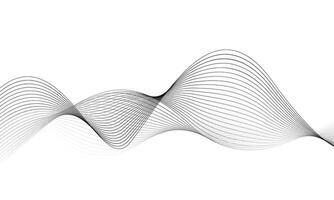 Minimal Curve Line Background. Abstract Black Flow Wave Lines on White Background vector