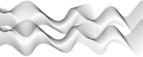 Minimal Curve Line Background. Abstract Black Flow Lines on White vector