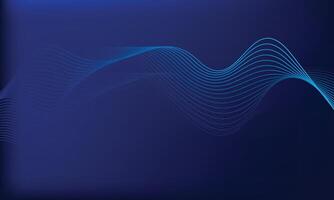 Abstract Blue Wave Background with Curved Lines on Dark Gradient vector