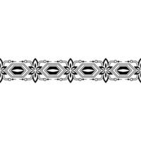 Geometric Floral Border Ornament in Black White vector