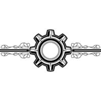 Abstract Gear, Minimalist Engineering Concept vector