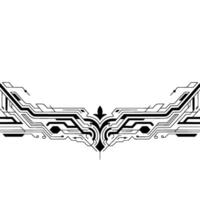 Futuristic Circuit Board With Floral Element, Black White vector