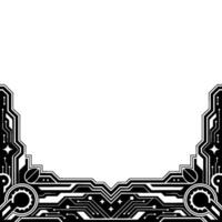 Futuristic Tech Frame Black White Circuit Board, Space for Content vector