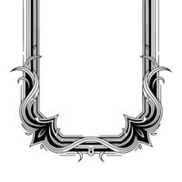 Art Deco Frame With Organic Floral Elements, Black and White, Clean vector