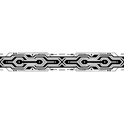 Geometric Tech Border Black Circuitry on Gray Background