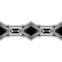 Geometric Tech Ornament Border, Black and White Abstract vector