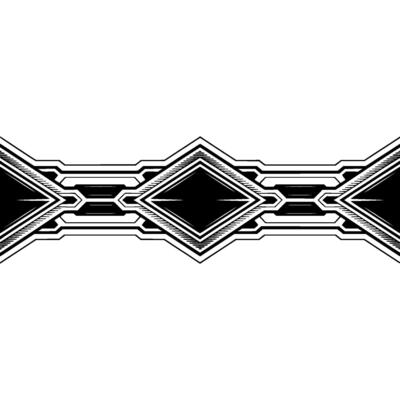 Geometric Tech Ornament Border, Black and White Abstract