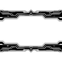 Futuristic Tech Frame Template, Black and Silver Geometric, Blank Space vector