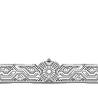 Geometric Border Ornament in Monochrome Tech Element vector