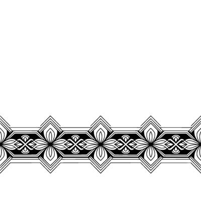 Geometric Floral Border in Black and White, Minimalist