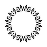 Elegant Black Floral Wreath Frame on White Background - Decorative vector