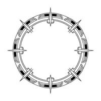 Geometric Circle Frame, Art Deco Style, Black and White vector