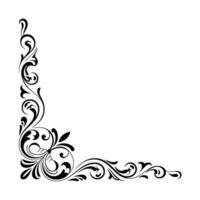 Elegant Corner Flourish Black and White Floral Ornament vector